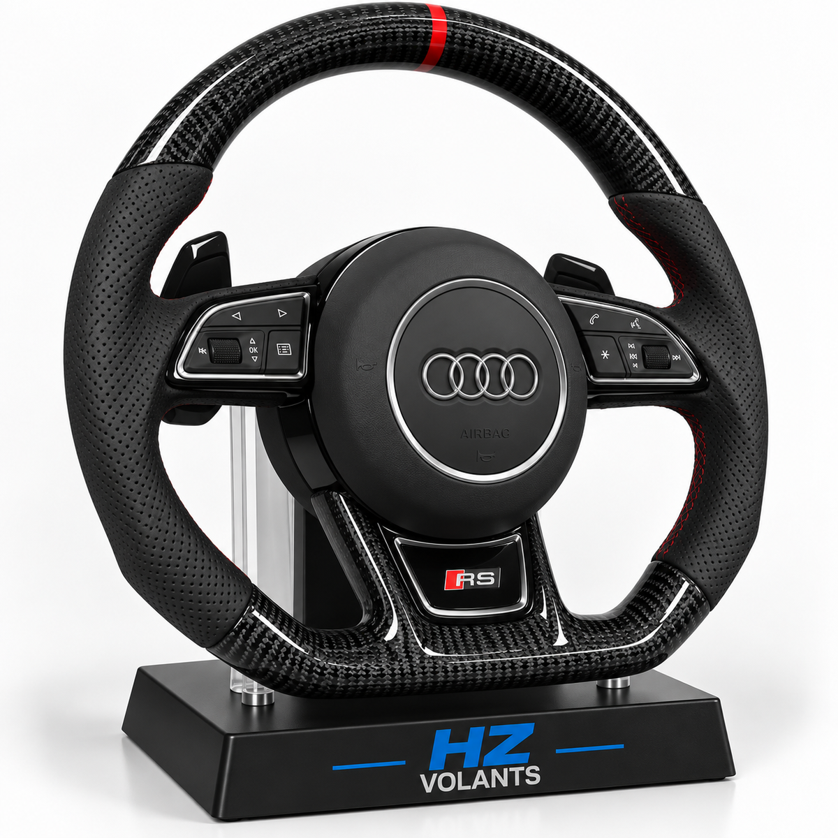 Volant Audi RS Carbone & Cuir avec Repère 12H – Sport Premium OEM