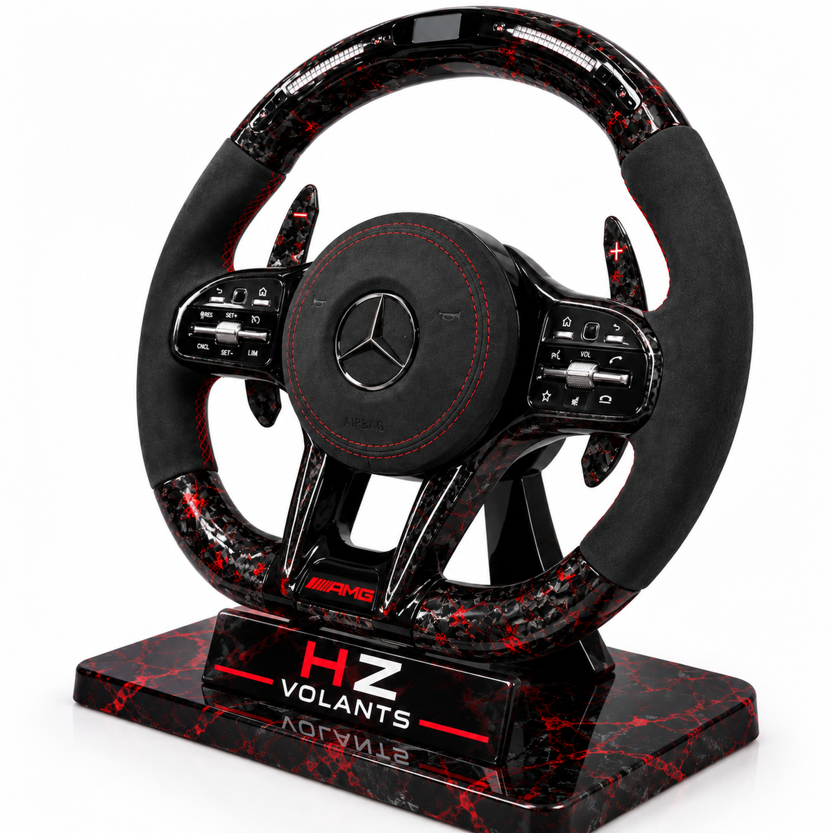 Volant Mercedes-AMG Performance LED Carbone Forgé & Alcantara – Full Option