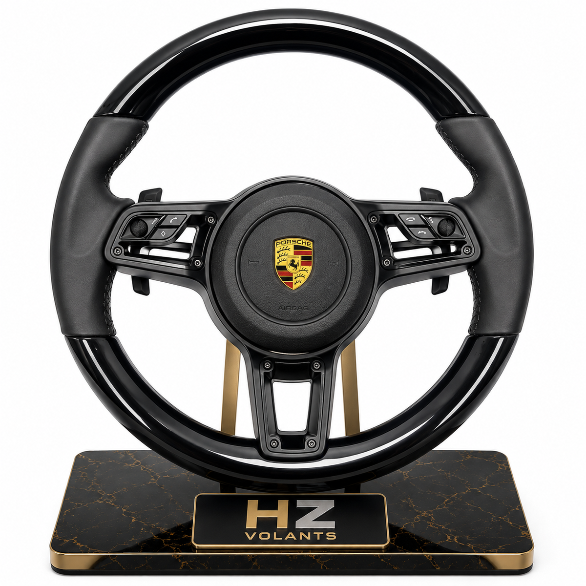 Volant Porsche 911 Multifonctions – 3 Boutons – Finition Gloss & Cuir Premium