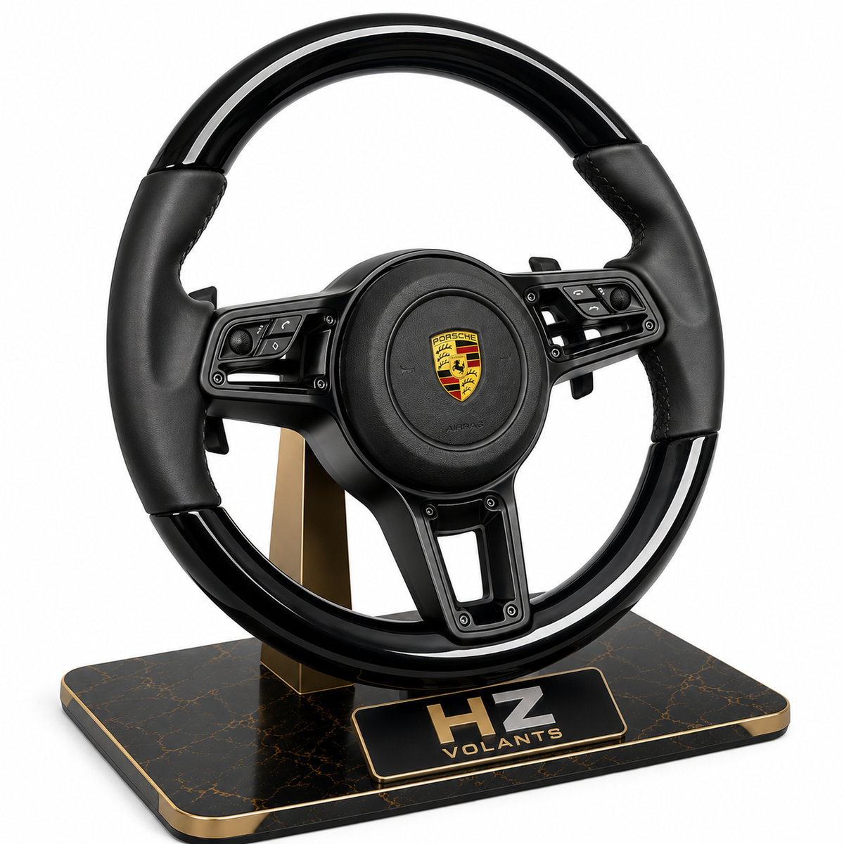 Volant Porsche 911 Multifonctions – 3 Boutons – Finition Gloss & Cuir Premium