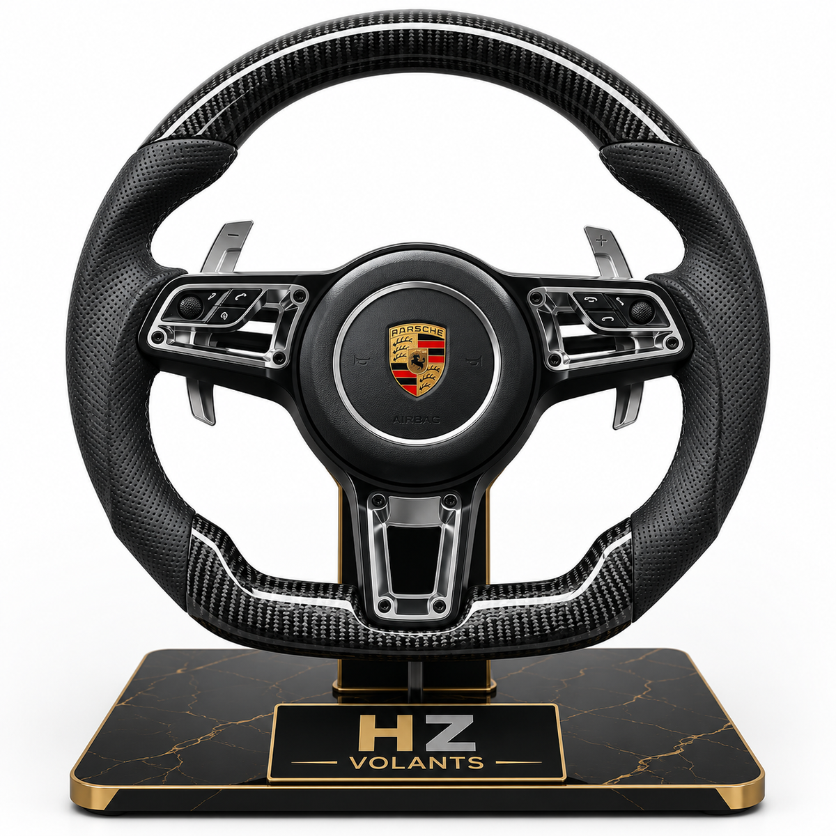 Volant Porsche 911 Riveté – 3 Boutons – Carbone & Cuir Performance