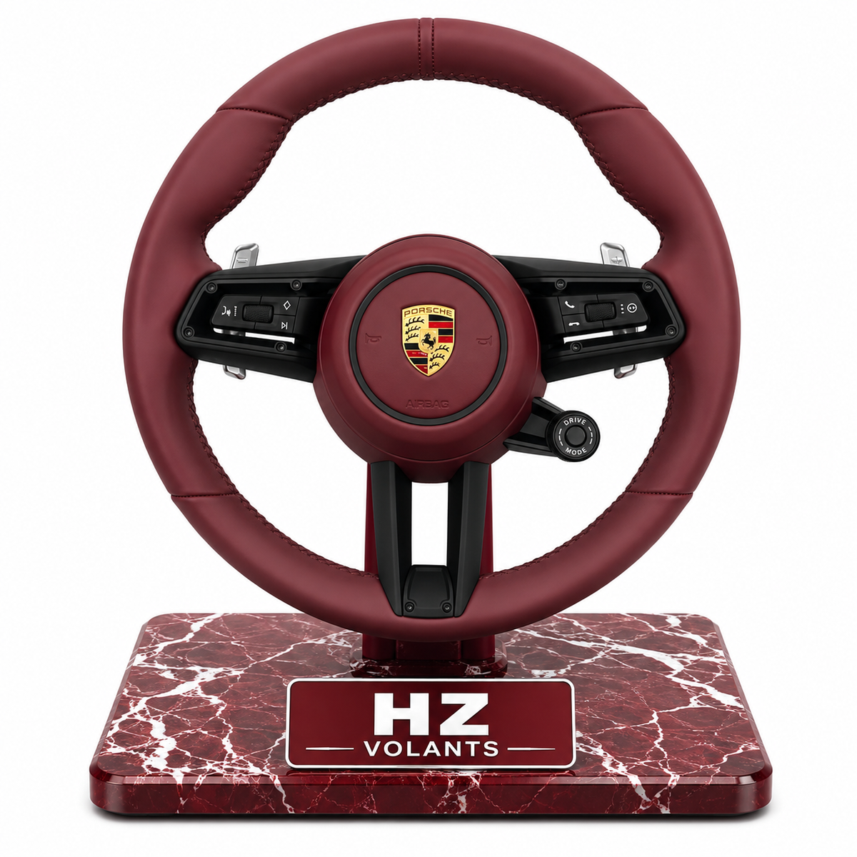 Volant Porsche 992 Cuir Rouge Multifonction avec Drive Mode