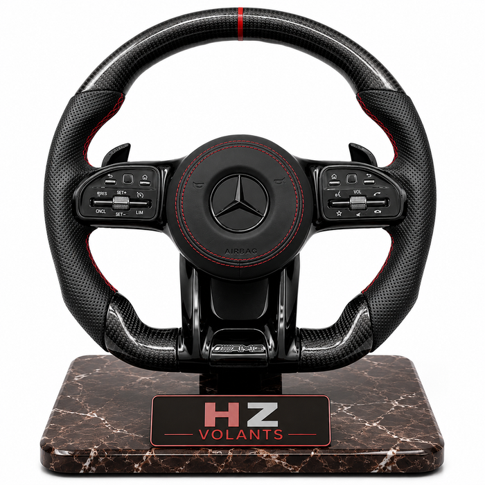 Volant Mercedes-AMG Carbone & Cuir avec Couture Rouge – Design Sport OEM