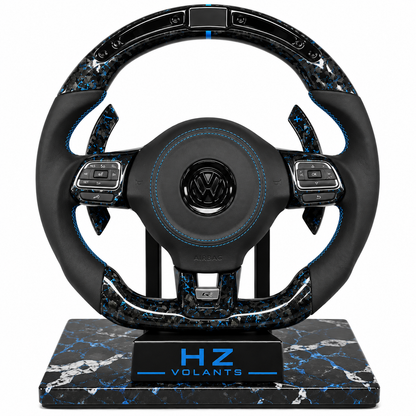 Volant VW Carbone Forgé Bleu Meplat avec Écran LED – Style Premium Performance