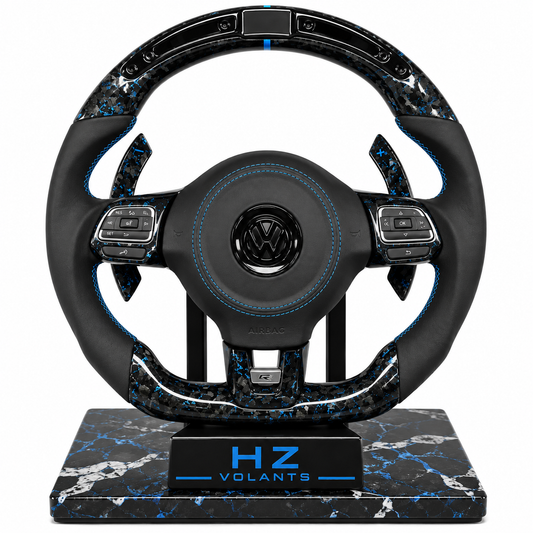 Volant VW Carbone Forgé Bleu Meplat avec Écran LED – Style Premium Performance