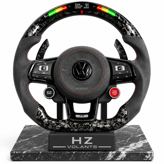 Volant VW Carbone Meplat LED Start/Stop & Drive Select – Version Racing Complète