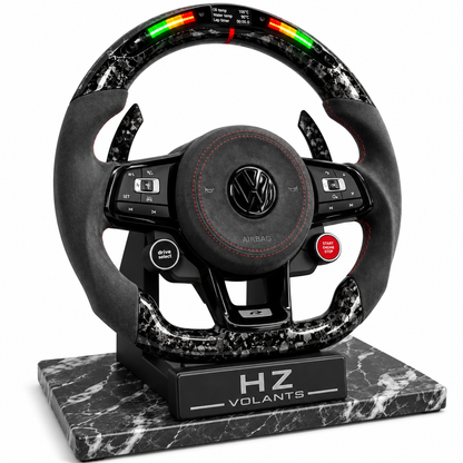 Volant VW Carbone Meplat LED Start/Stop & Drive Select – Version Racing Complète