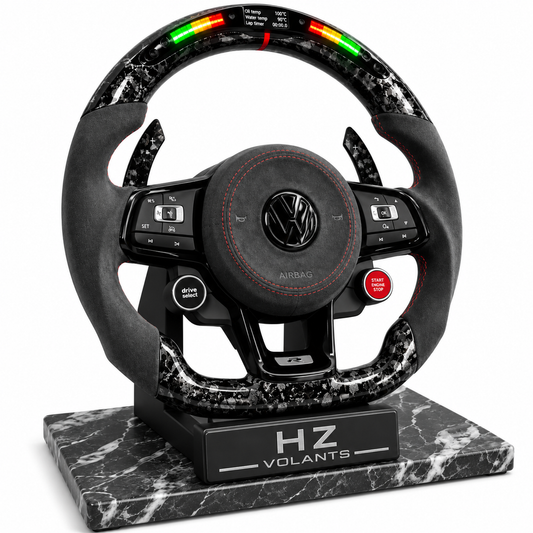 Volant VW Carbone Meplat LED Start/Stop & Drive Select – Version Racing Complète