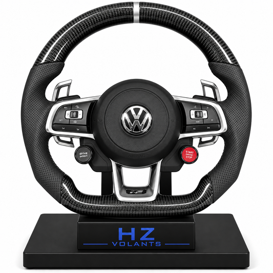 Volant VW Carbone Meplat avec Boutons Start/Stop & Drive Select – Performance Ultime