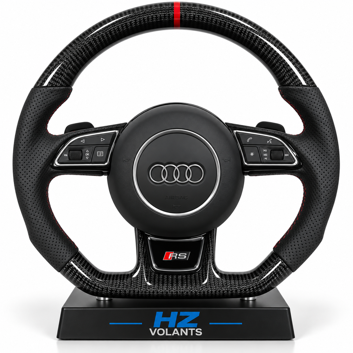 Volant Audi RS Carbone & Cuir avec Repère 12H – Sport Premium OEM