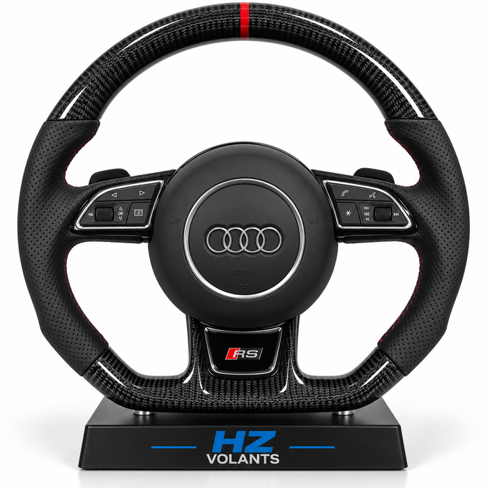 Volant Audi RS Carbone & Cuir avec Repère 12H – Sport Premium OEM