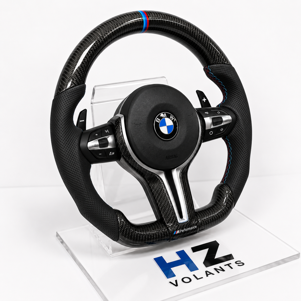 Volant BMW M Performance Alcantara / Carbone Méplat – Série E60 / E61