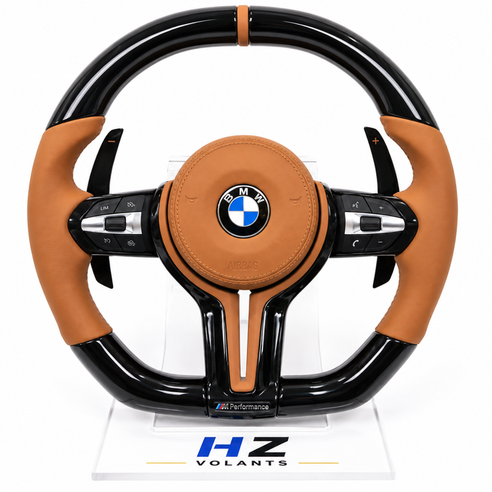 Volant BMW M Sport Cuir Premium – Finition Piano Black – Compatible Série F & Série E