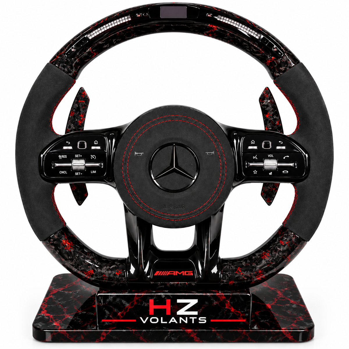 Volant Mercedes-AMG Performance LED Carbone Forgé & Alcantara – Full Option